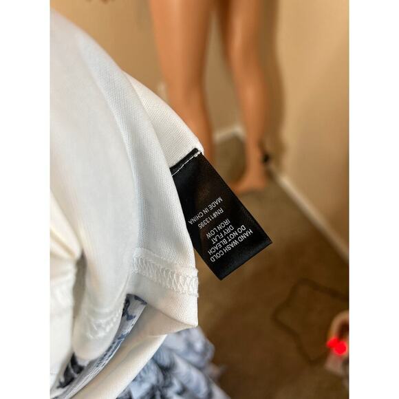 Arc & CO maxi dress faux wrap top waist tie long sleeve white palm leaf SZ M - Picture 8 of 8